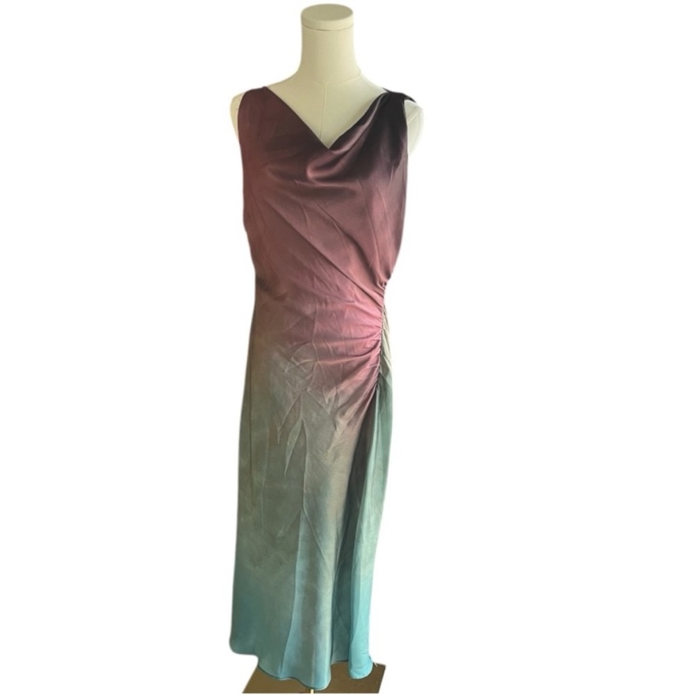 Zara Pink Sheath Cowl Neck Midi Dress